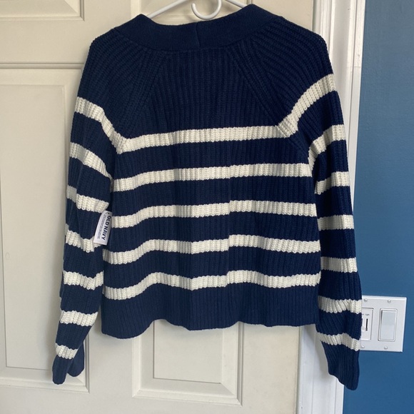 Navy & white striped cropped Old Navy cardigan nwt - Picture 3 of 3